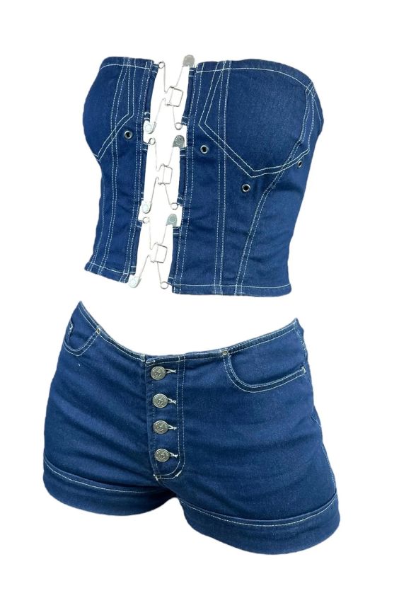 Denim Corset and Hot Pants