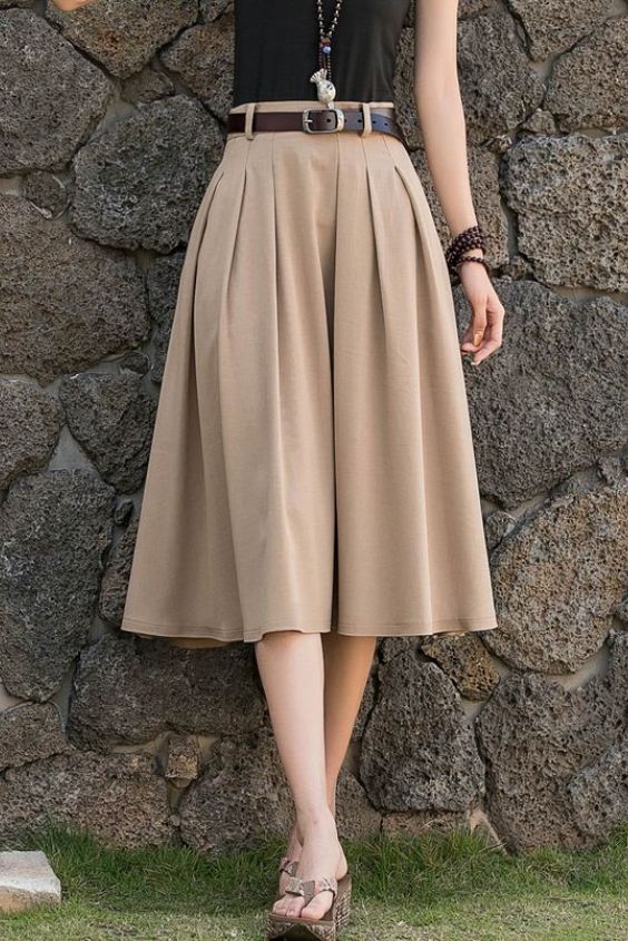 Khaki A-Line Skirt