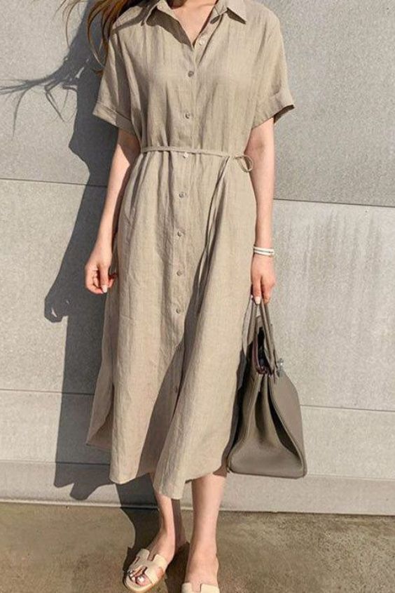 Khaki Midi Dress