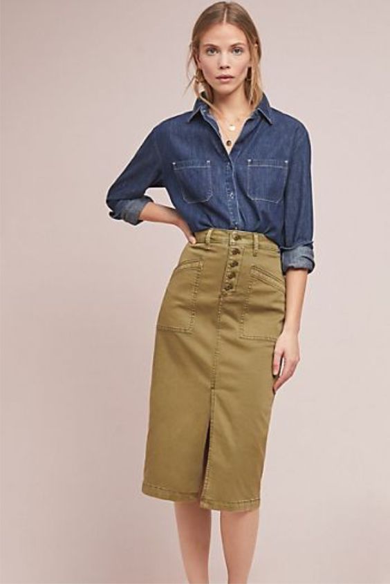 Khaki Pencil Skirt
