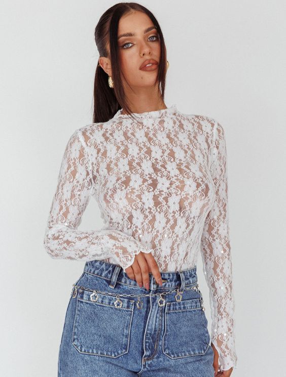 Lace and Denim Contrast