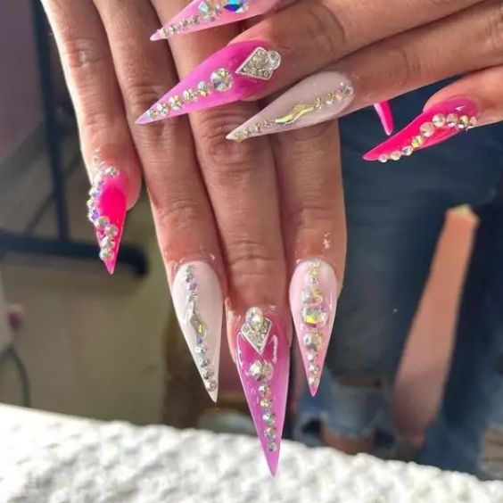 Pink Pointed Nails